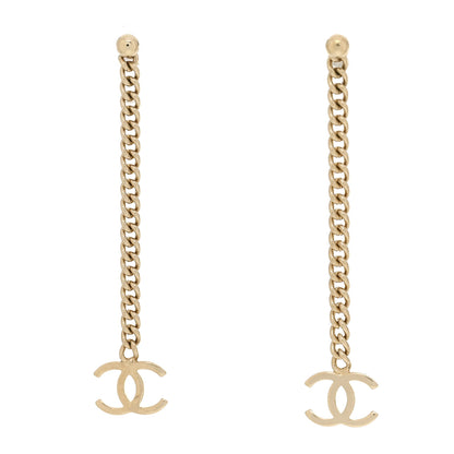 Chanel CC Long Drop Earrings Gold 1 of 4