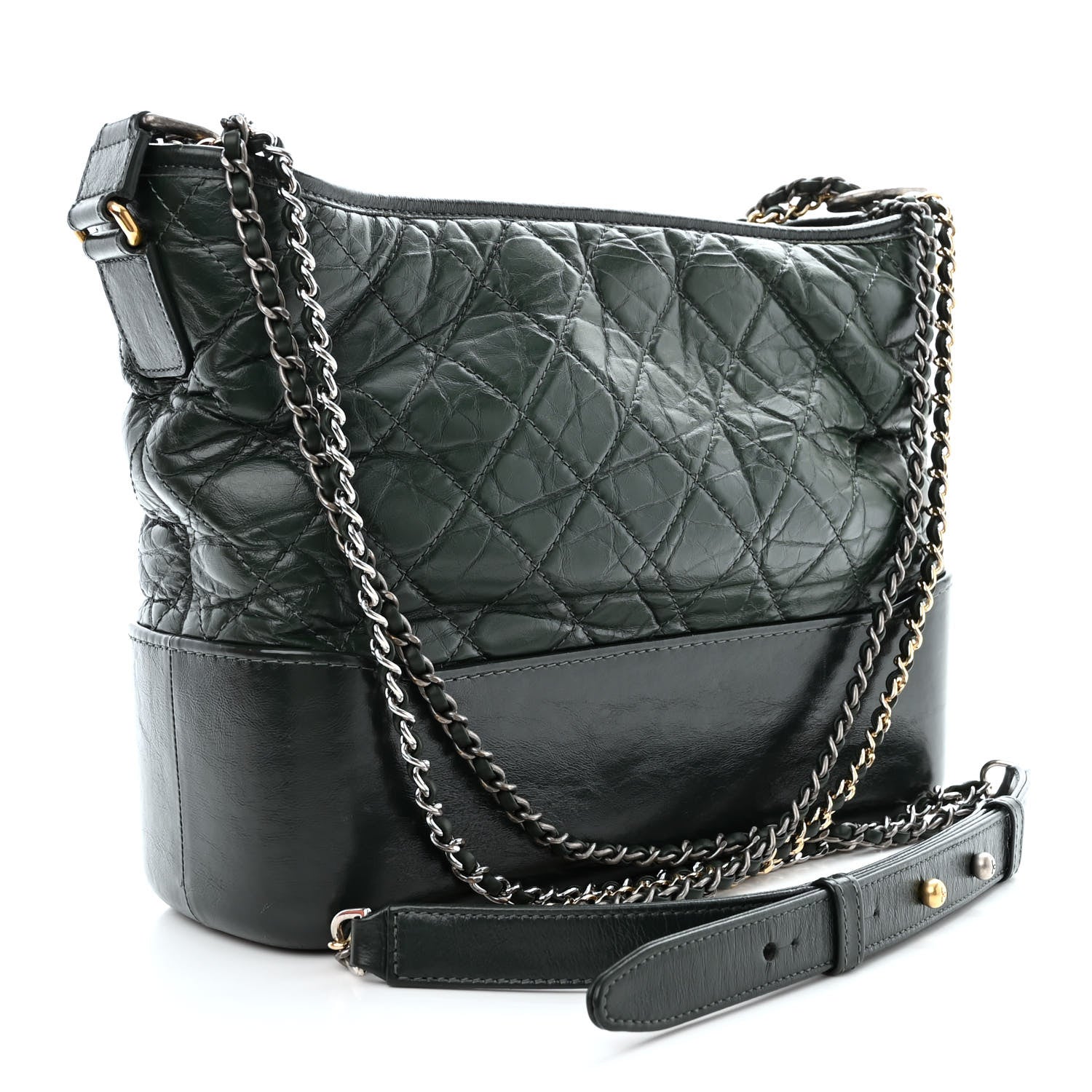 Chanel Aged Calfskin Quilted Medium Gabrielle Hobo Dark Green 3 of 12