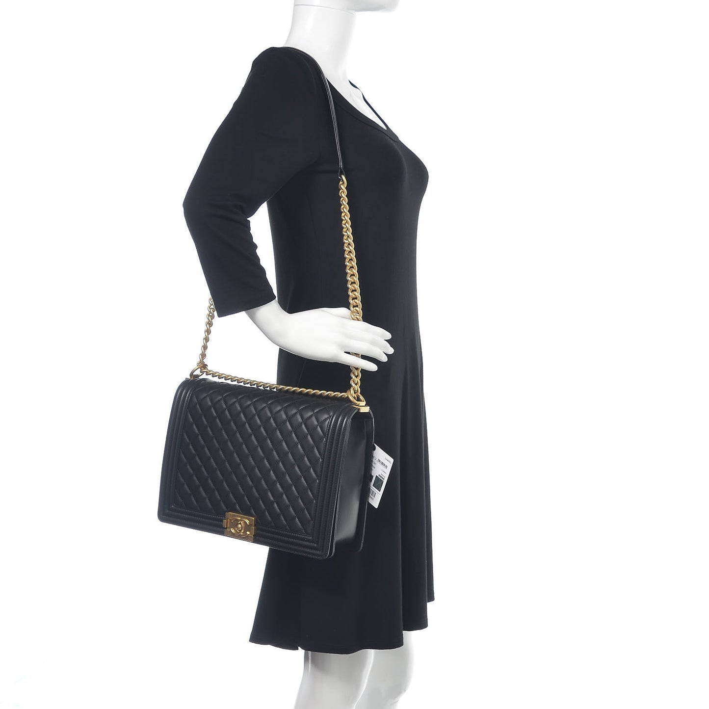 Lambskin Quilted Large Boy Flap Black
