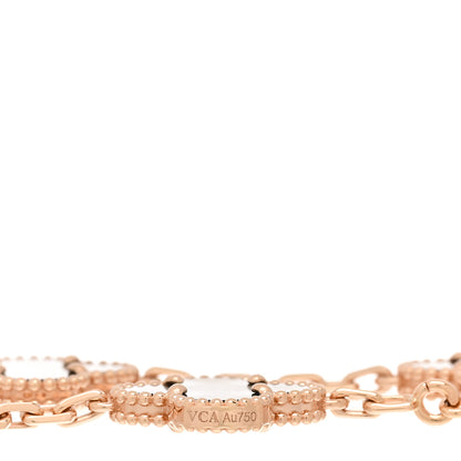 Van Cleef & Arpels 18K Rose Gold Gray Mother of Pearl 5 Motifs Vintage Alhambra Bracelet 3 of 4