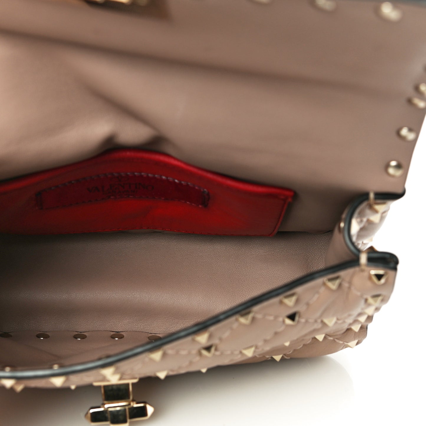Nappa Small Rockstud Spike Shoulder Bag Poudre