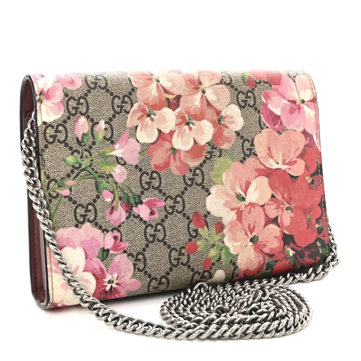 Gucci GG Supreme Monogram Blooms Mini Dionysus Chain Wallet Beige Multicolor Dry Rose 3 of 11