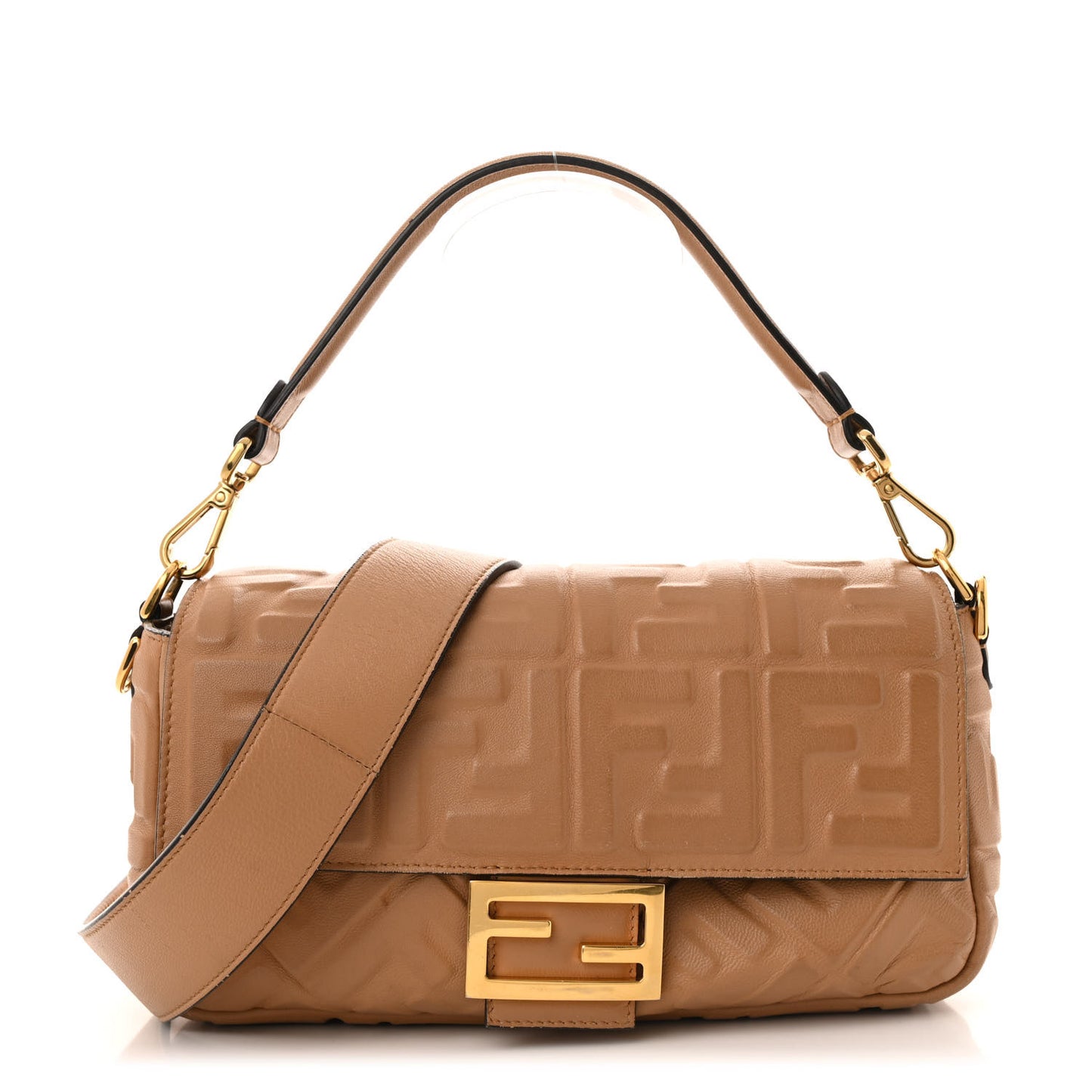 Nappa FF 1974 Embossed Baguette Miele Scuro