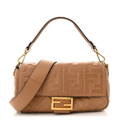 Fendi Nappa FF 1974 Embossed Baguette Miele Scuro 1 of 15