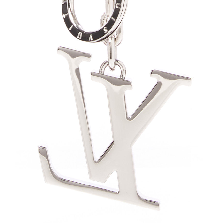 Metal Palladiium Finish LV Initiales Bag Charm Key Holder Silver