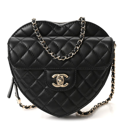 Chanel Lambskin Quilted Large CC In Love Heart Bag Black 1 of 9