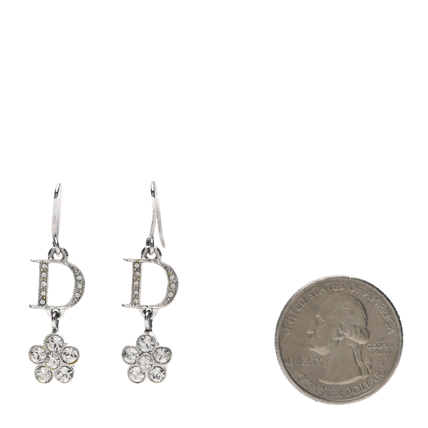 Crystal Flower Dangle Earrings Silver