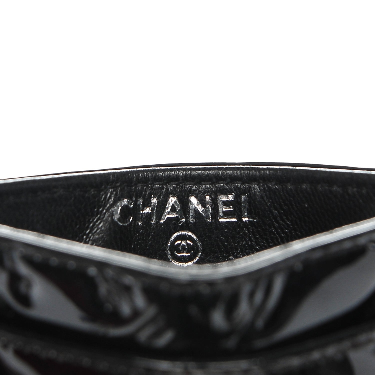 Chanel Patent Calfskin Lucky Symbols Card Holder Case Black 185337