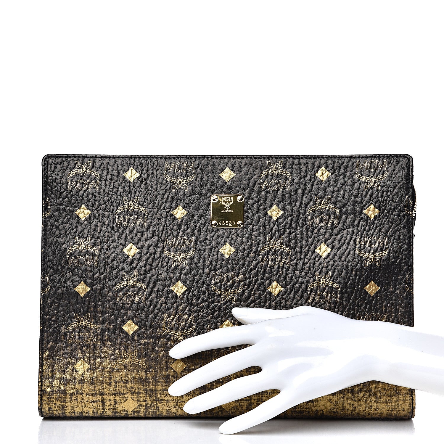 MCM Gradation Visetos Zip Pouch Black Gold 2 of 9