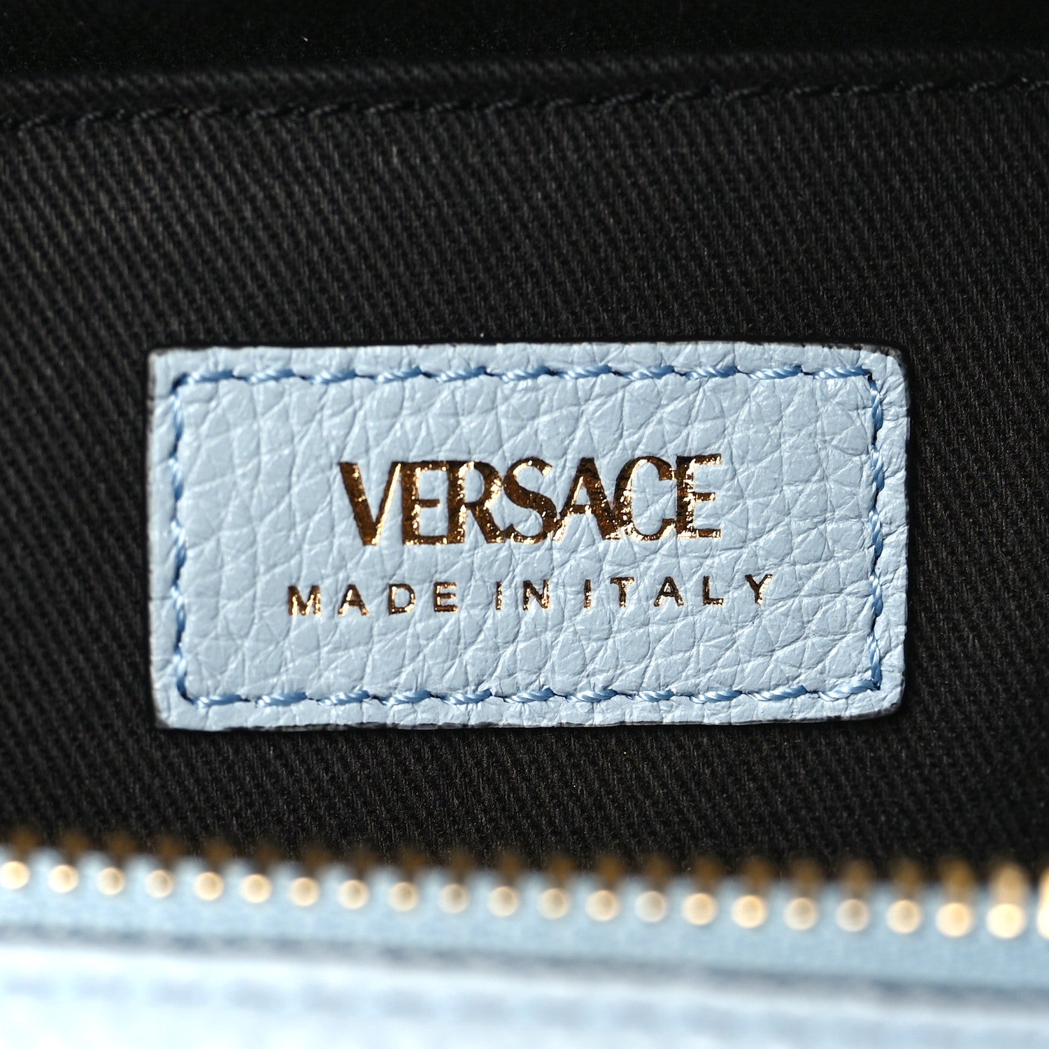 Versace Grainy Calfskin Virtus Small Camera Bag Blue 6 of 10