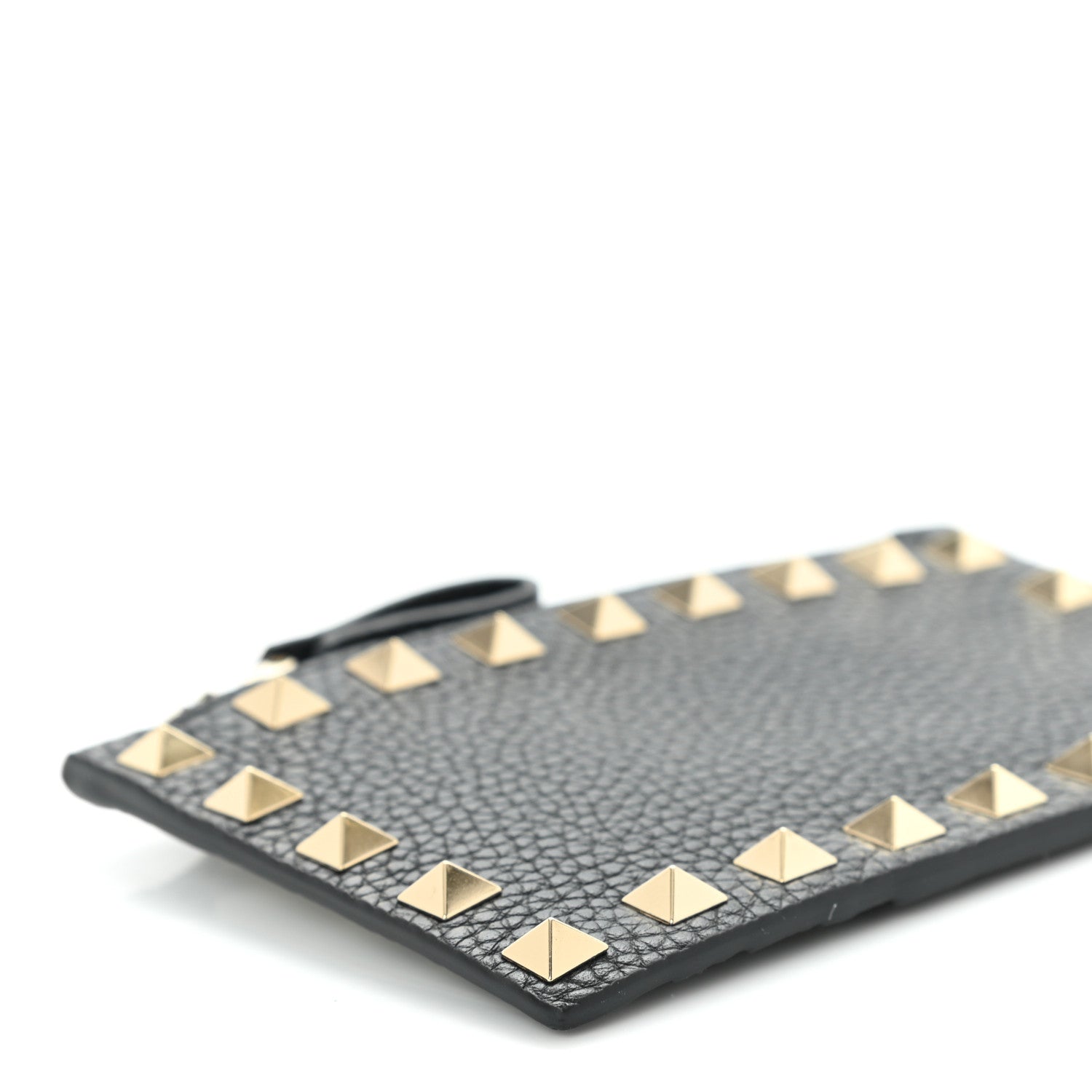 Valentino Garavani Pebbled Calfskin Rockstud Coin Case Card Holder Black 8 of 9