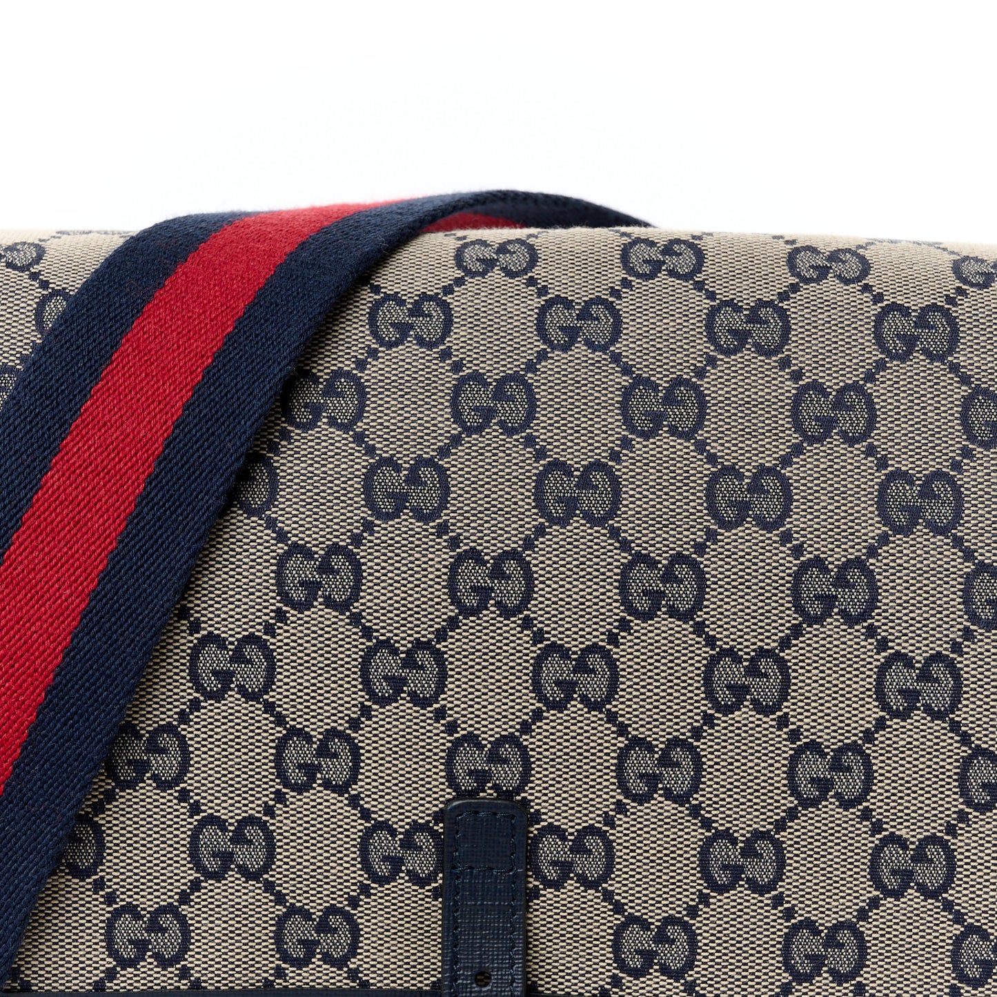 Monogram Web Childrens Messenger Bag Beige Blue
