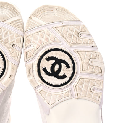 Chanel Suede Calfskin Fabric CC Sneakers 39.5 White 6 of 15