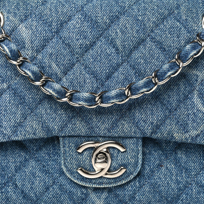 Chanel Denim Quilted CC Print Medium Single Flap Blue 8 of 10