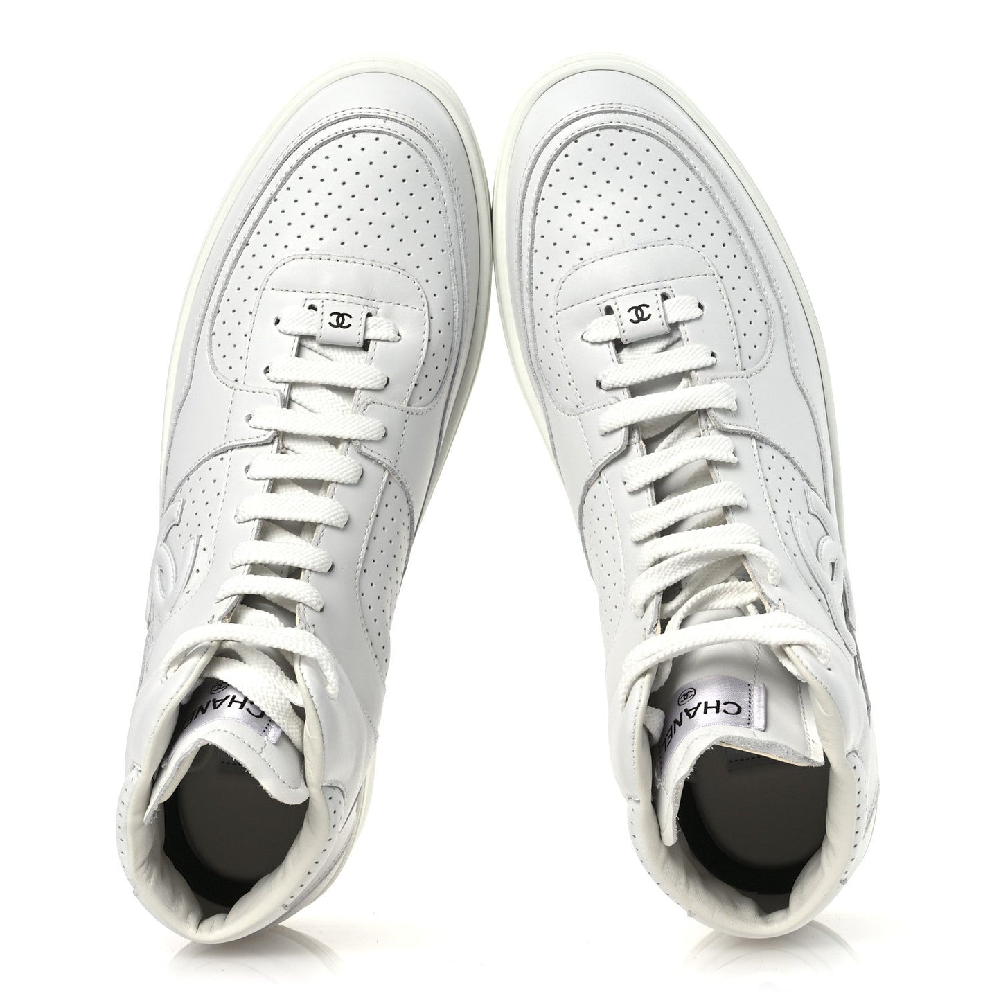 Calfskin CC High Top Sneaker 45 White