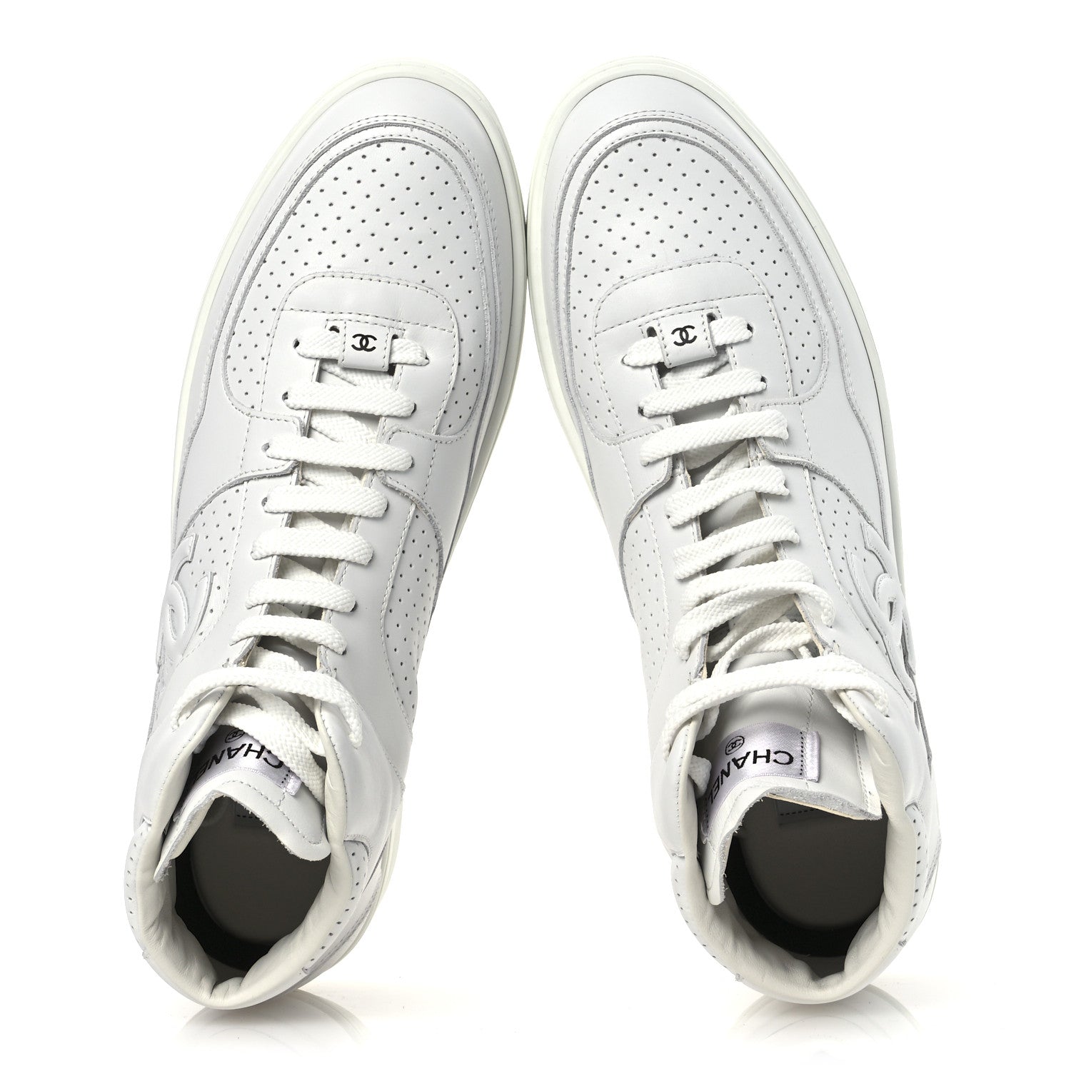 Chanel Calfskin CC High Top Sneaker 45 White 2 of 11