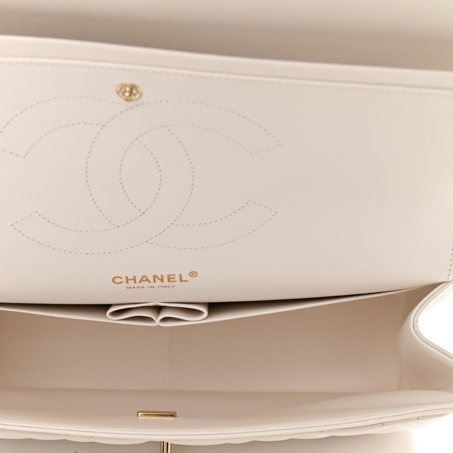Caviar Quilted Jumbo Double Flap White