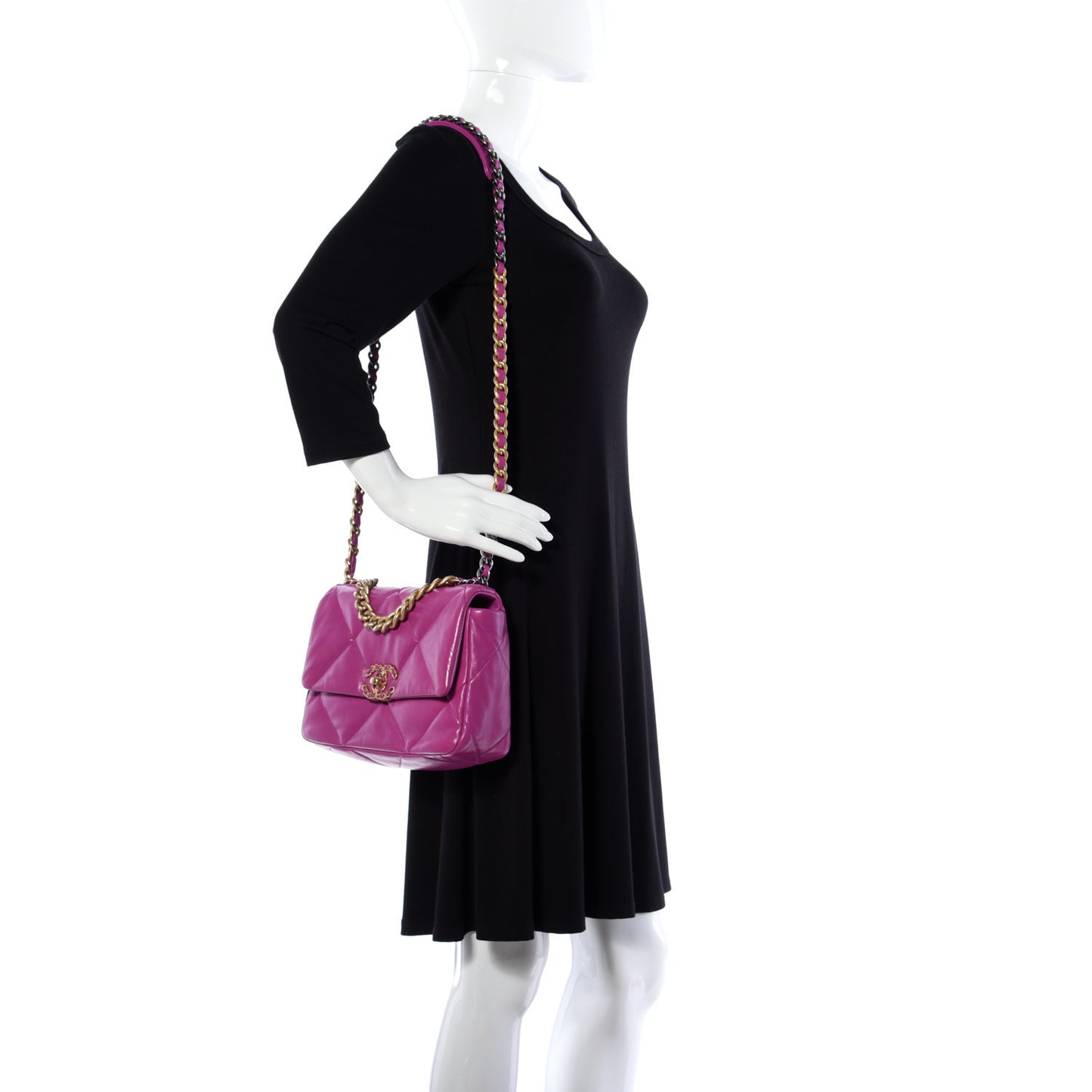 Lambskin Quilted Medium Chanel 19 Flap Purple