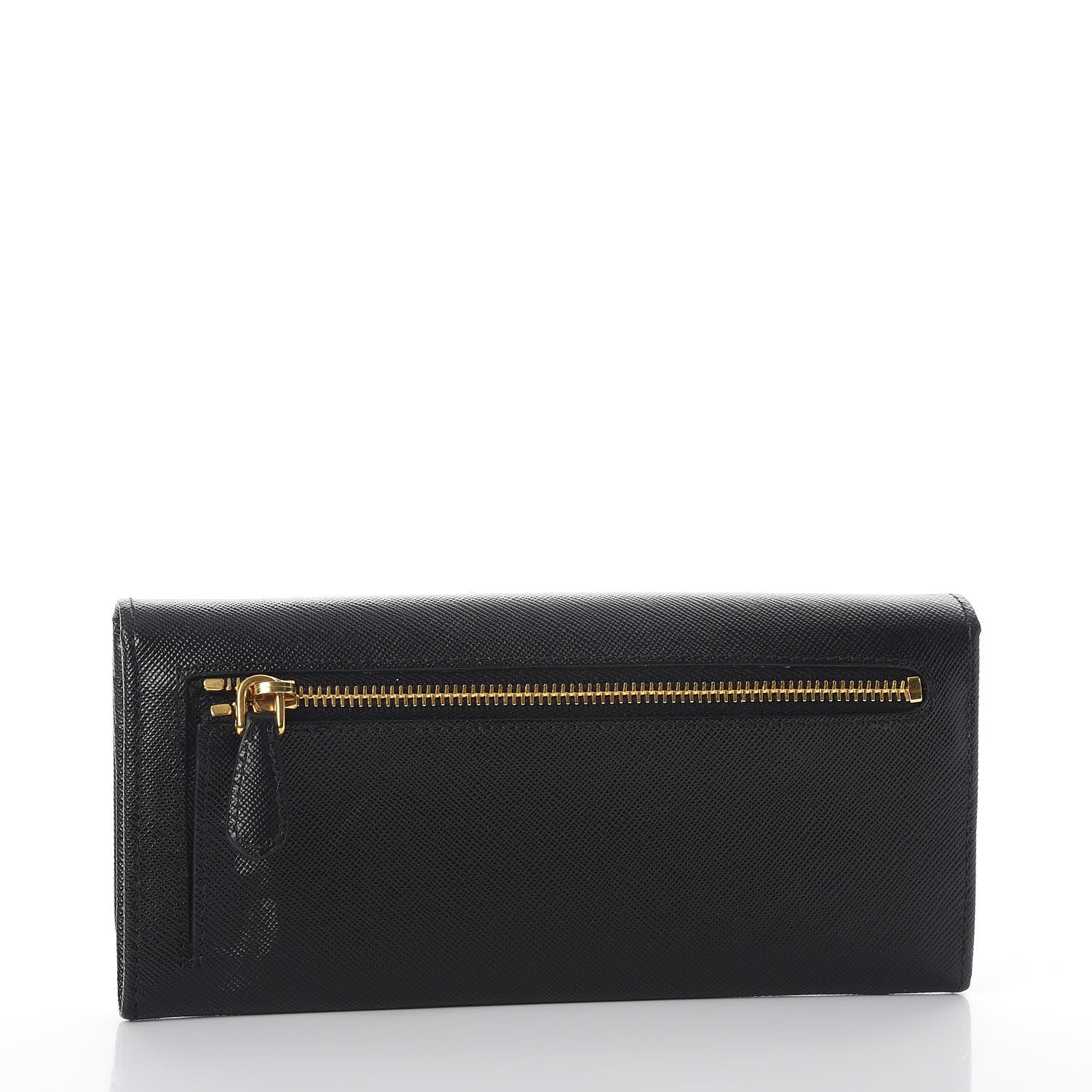 Prada Saffiano Metal Continental Flap Wallet Nero Black 3 of 10