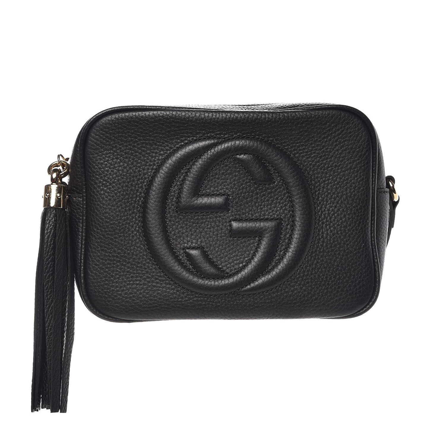 Pebbled Calfskin Small Soho Disco Bag Black