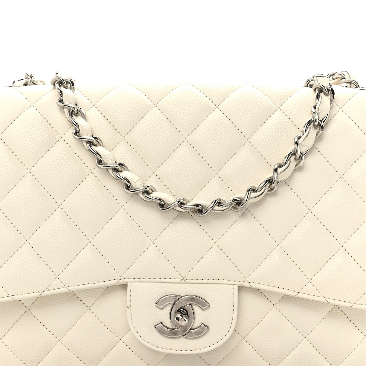 Caviar Quilted Jumbo Single Flap White