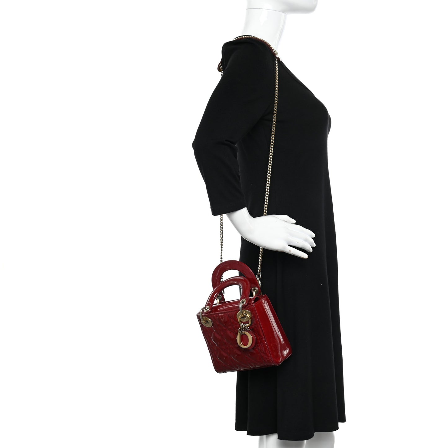 Patent Cannage Mini Lady Dior Red