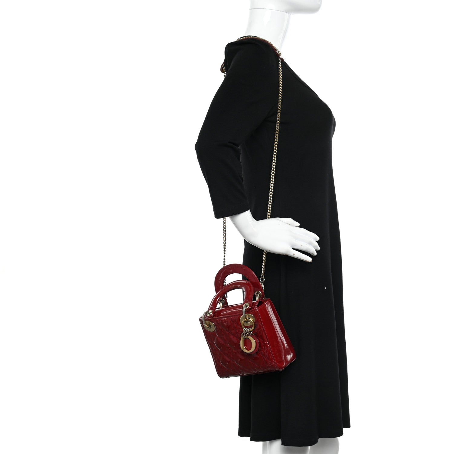 Christian Dior Patent Cannage Mini Lady Dior Red 2 of 17