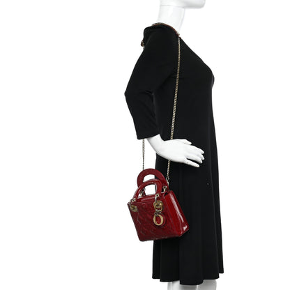 Christian Dior Patent Cannage Mini Lady Dior Red 2 of 17