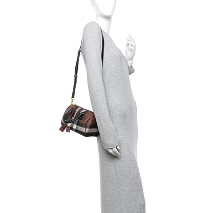 Burberry E-canvas Check Mini Bowling Bag Dark Birch Brown 2 of 9