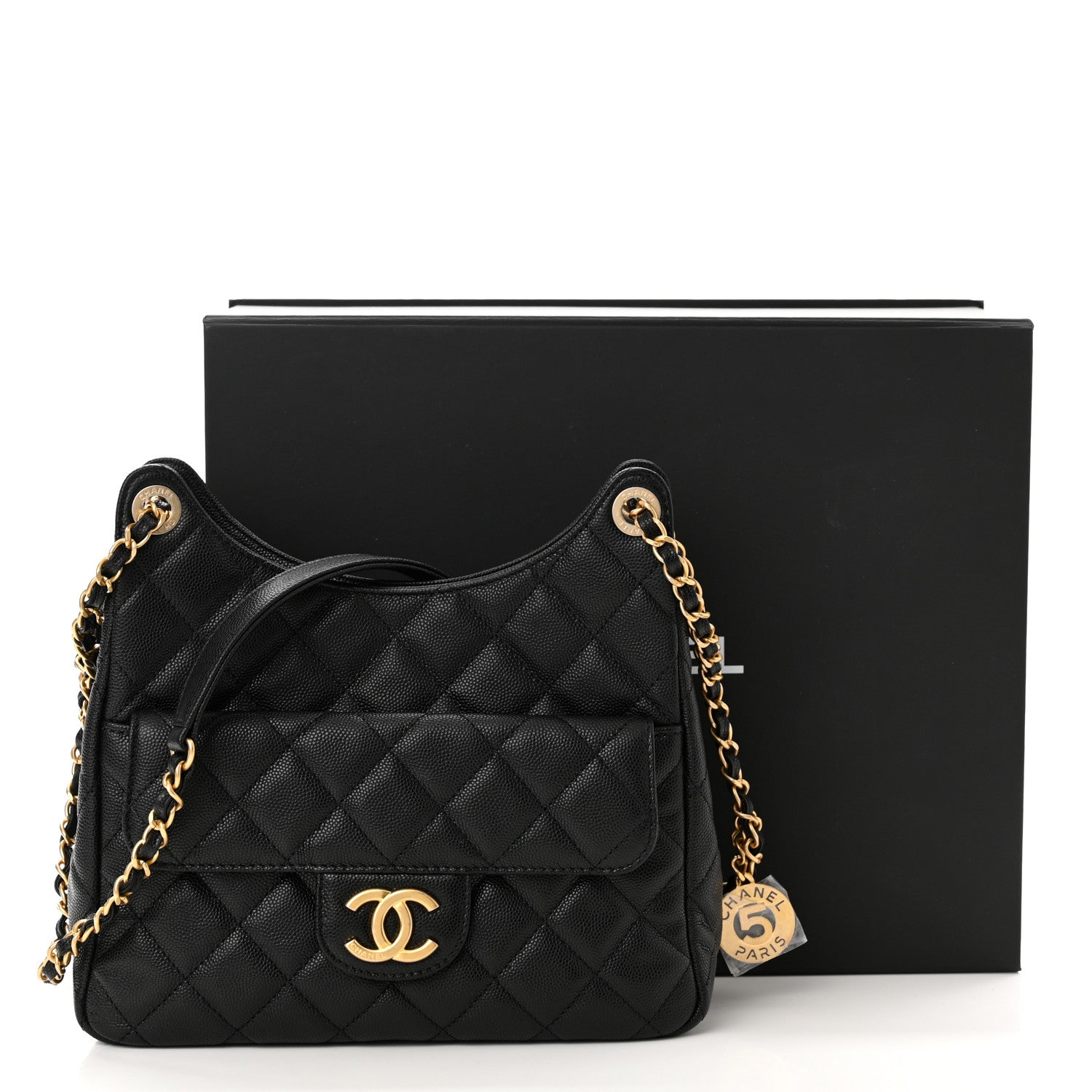 Chanel Caviar Quilted Wavy CC Hobo Black 11 of 11