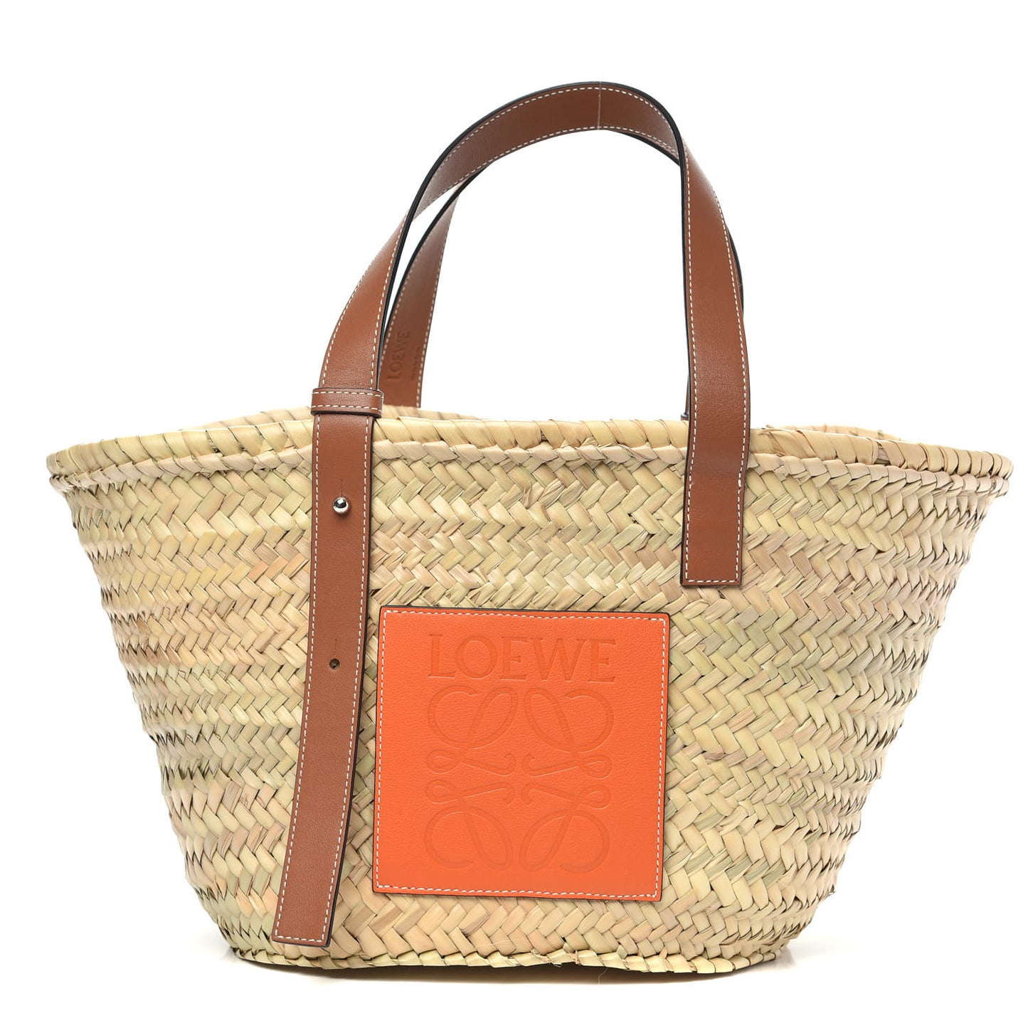 Raffia Basket Tote Bag Natural Tan Orange