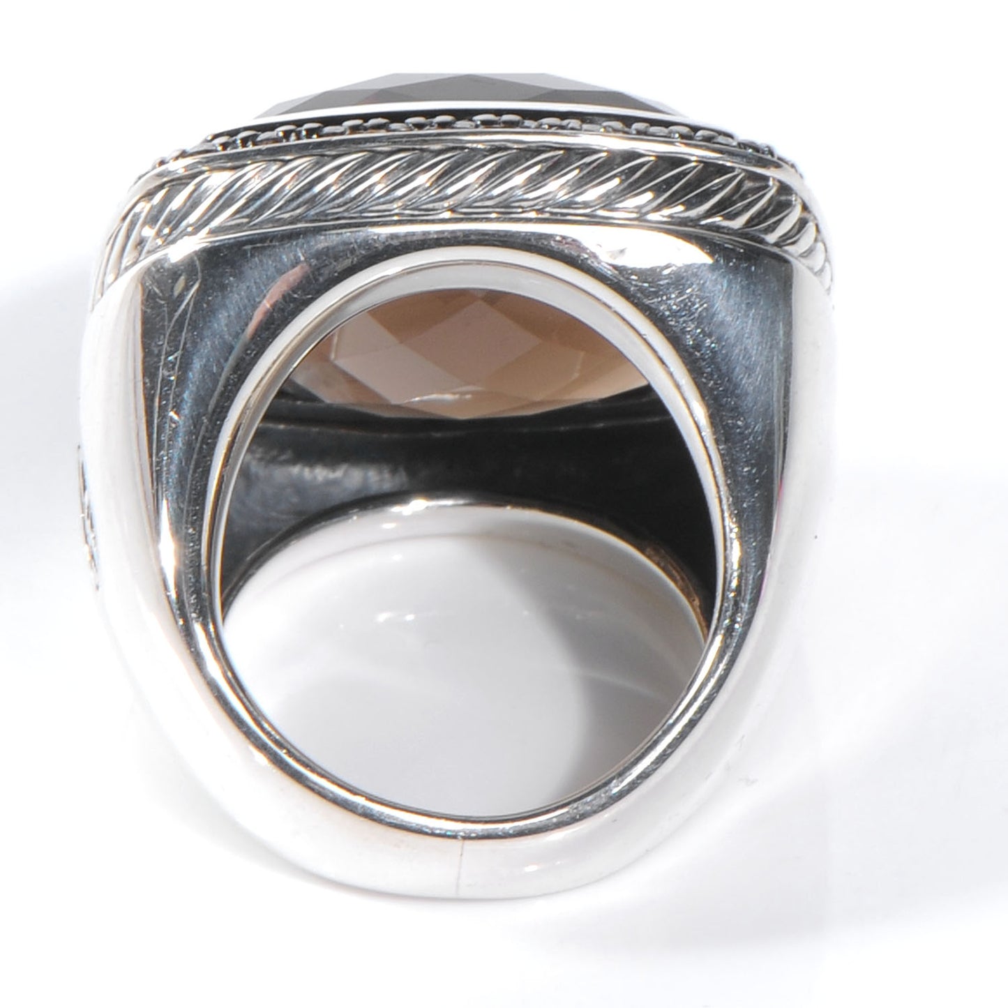 Sterling Silver Diamond Smoky Quartz 11mm Albion Ring 52 6