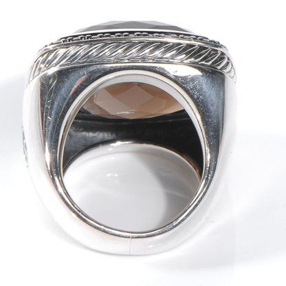 David Yurman Sterling Silver Diamond Smoky Quartz 11mm Albion Ring 52 6 5 of 6