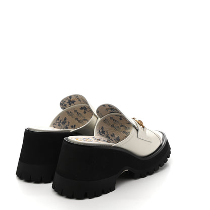Gucci Cordovan Lux Womens Harald Horsebit Platform Slide Sandals 37.5 Dusty White 4 of 9