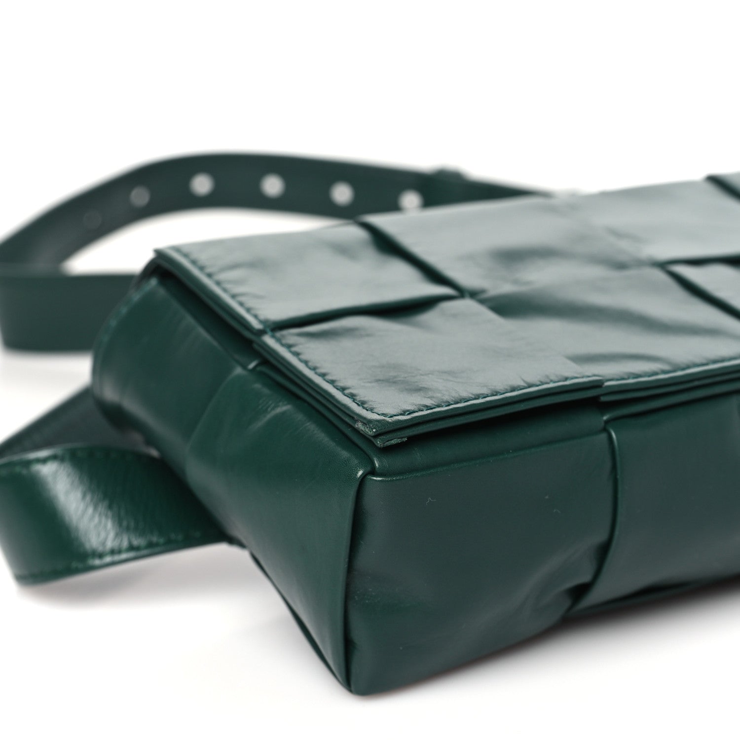 Bottega Veneta Paper Calfskin Intrecciato Cassette Belt Bag Raintree 8 of 9