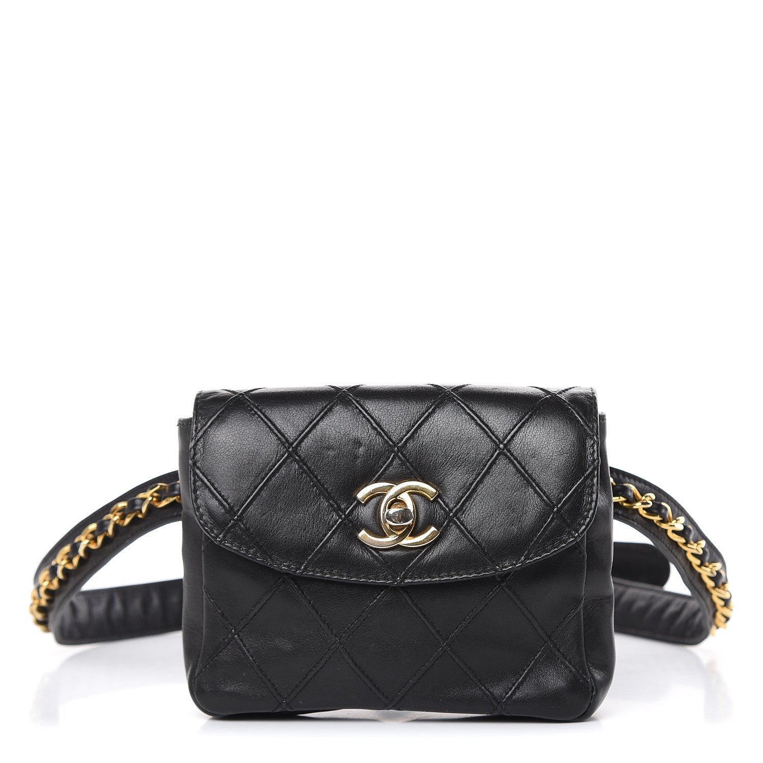 Chanel Lambskin Quilted Flap Waist Belt Bag Black 1 of 15