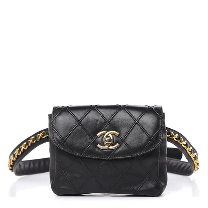 Chanel Lambskin Quilted Flap Waist Belt Bag Black 1 of 15