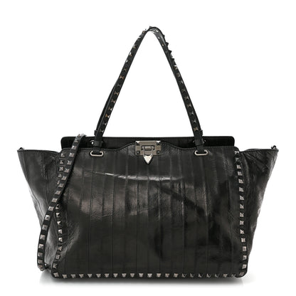 Valentino Garavani Eel Skin Medium Rockstud Tote Black 1 of 10