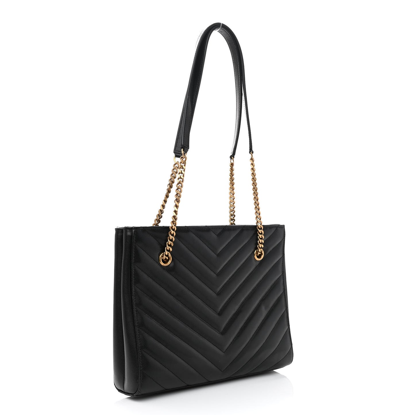 Grain De Poudre Matelasse Chevron Small Tribeca Shopping Bag Black