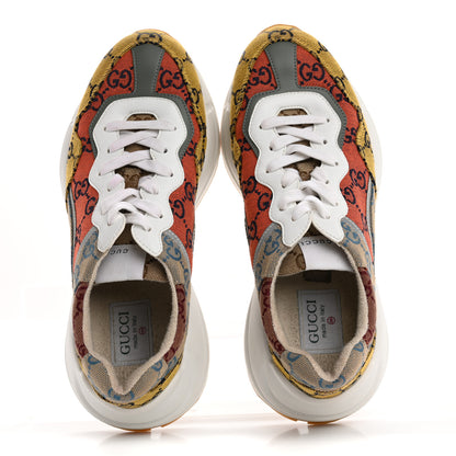 Gucci Monogram Multicolor Demetra Womens Rhyton Sneakers 39.5 Yellow Blue Great White Tabasco 2 of 16