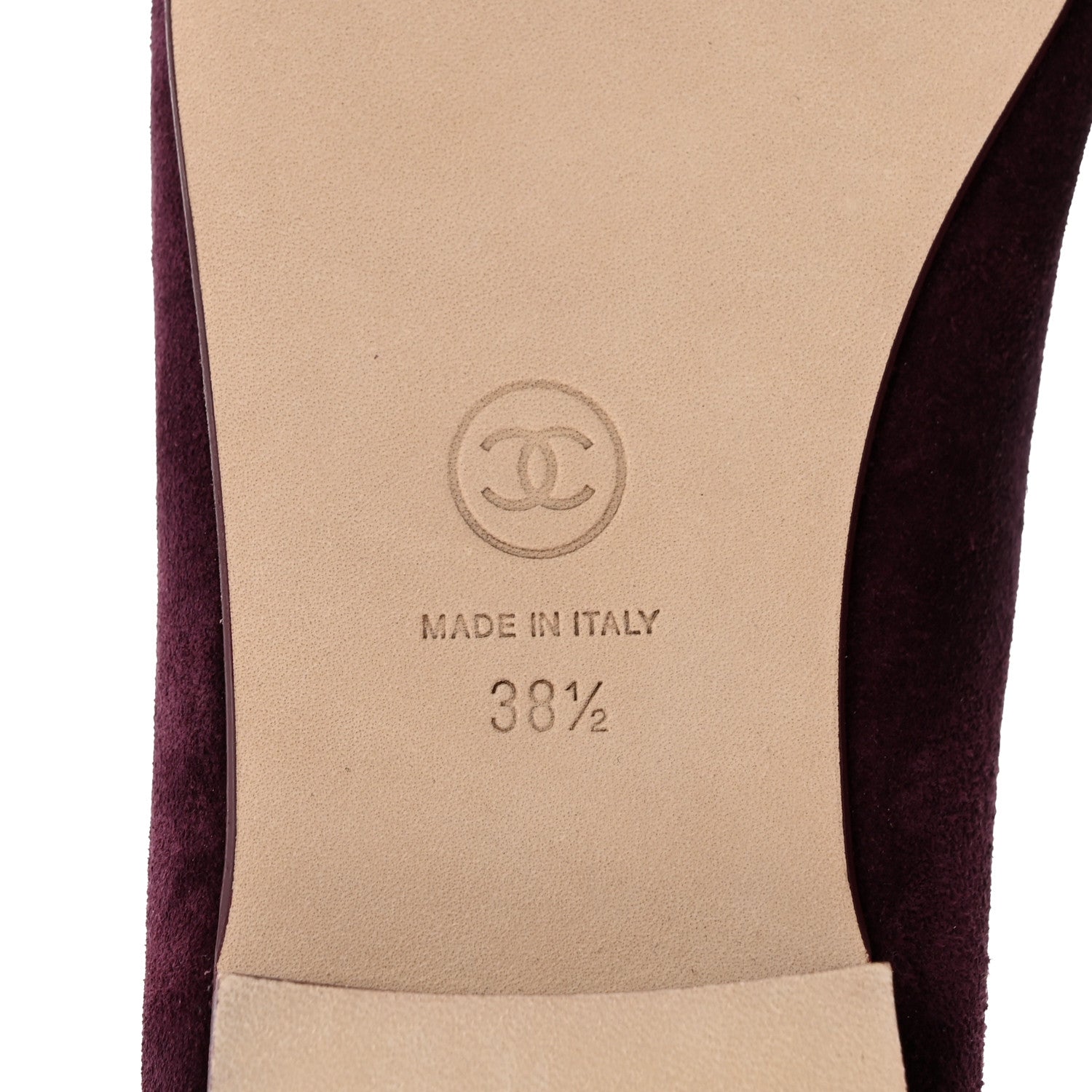 Chanel Suede Patent Calfskin Cap Toe CC Ballerina Flats 38.5 Burgundy 7 of 10