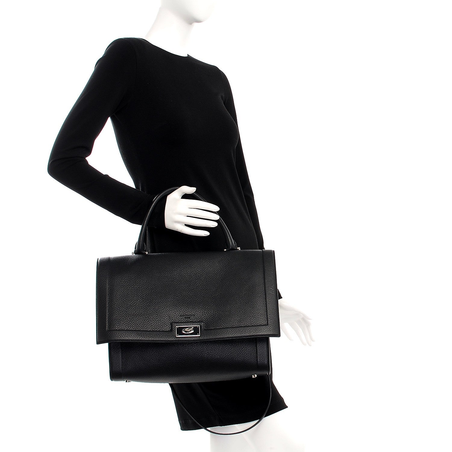 Givenchy Grained Calfskin Medium Shark Lock Satchel Black 3 of 8