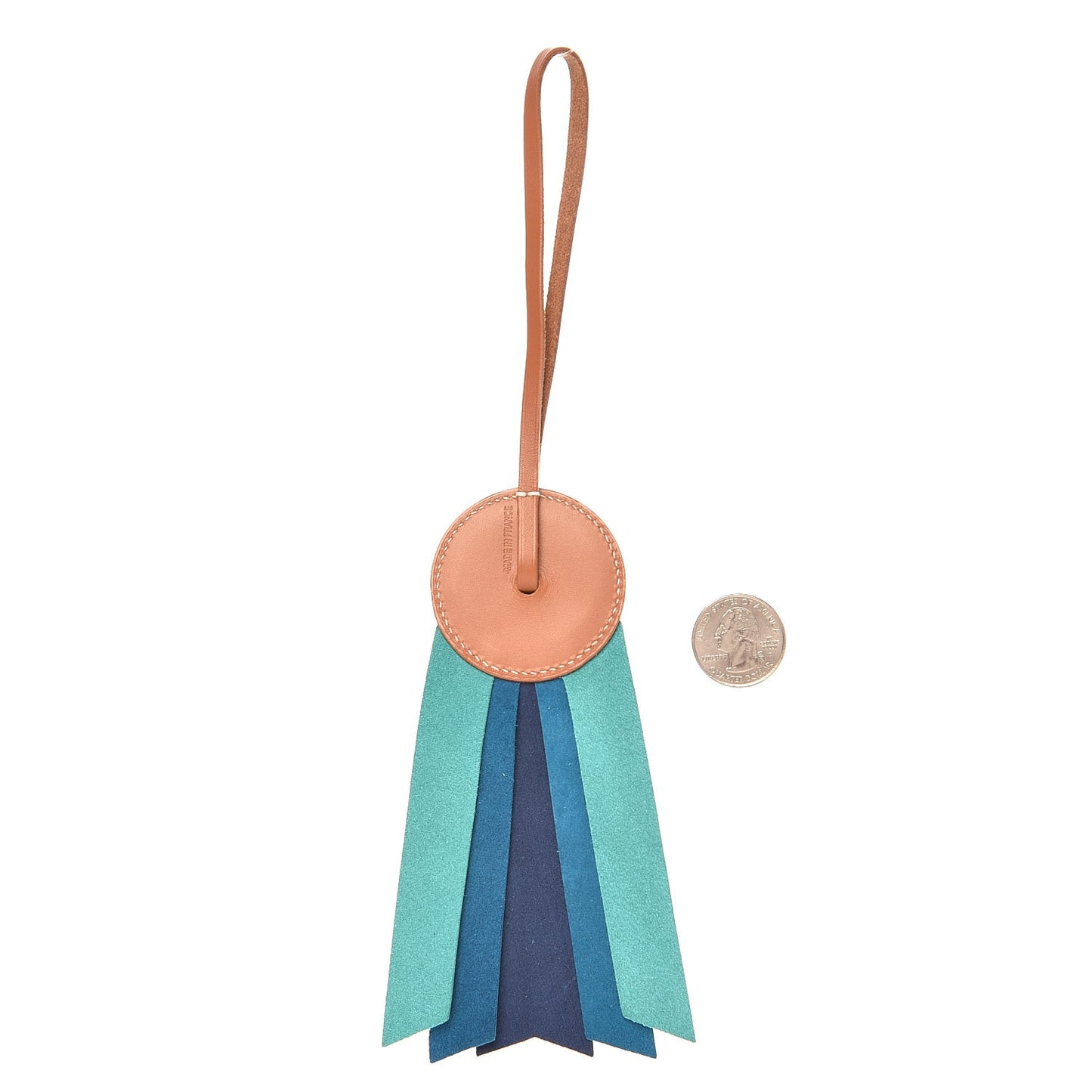 Hunter Cowhide Milo Lambskin Paddock Flot Bag Charm Bleu de Malte Bleu Izmir Lagon