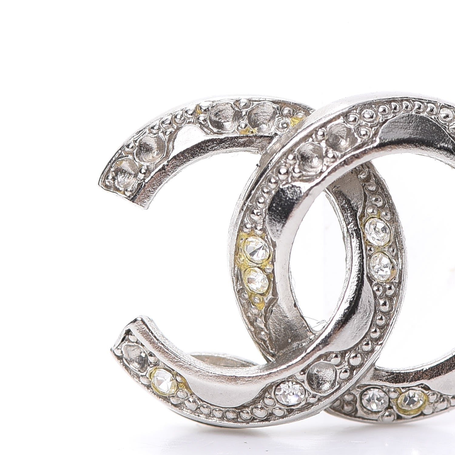 Chanel Crystal CC Earrings Silver 6 of 6