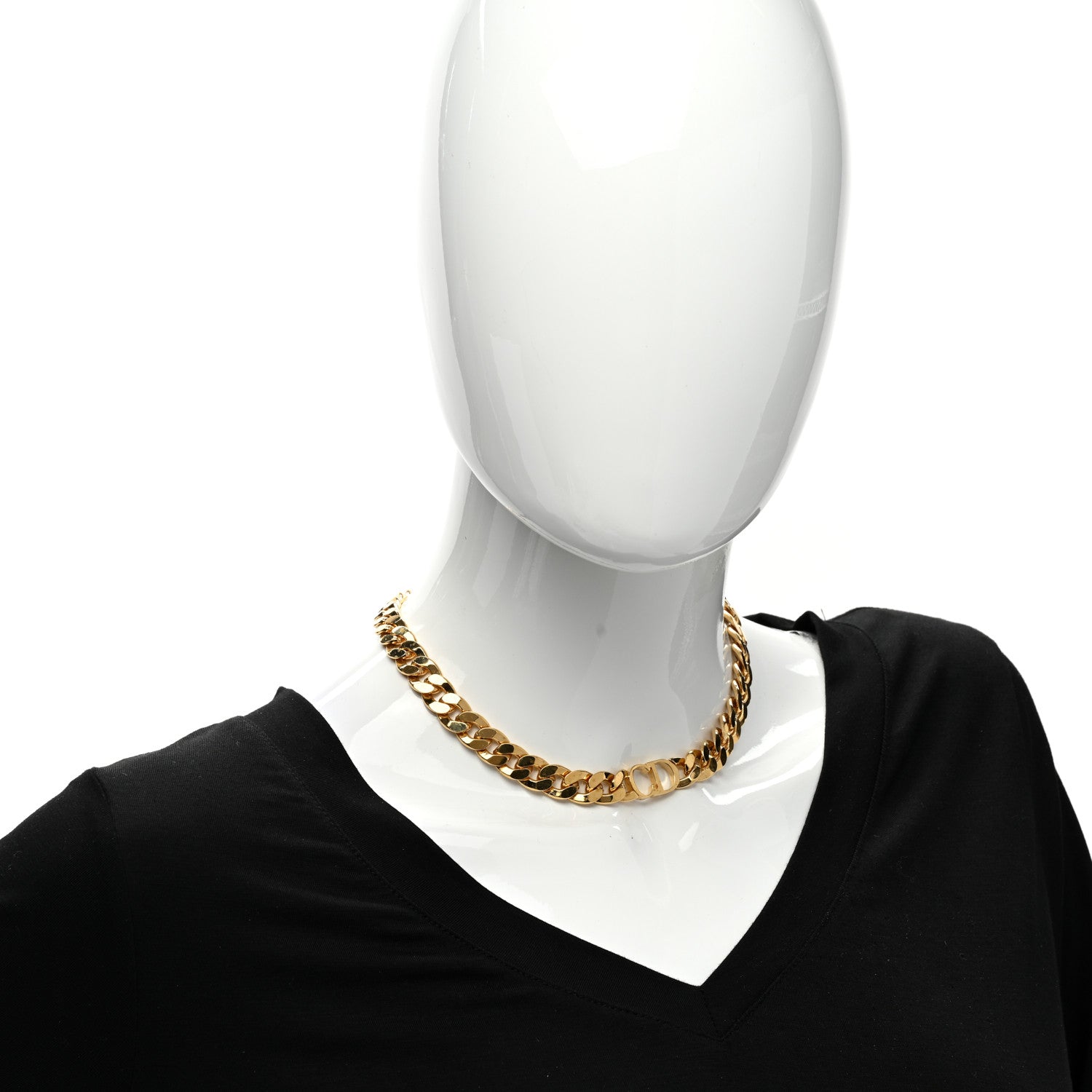 Christian Dior Metal CD Choker Necklace Gold 2 of 4