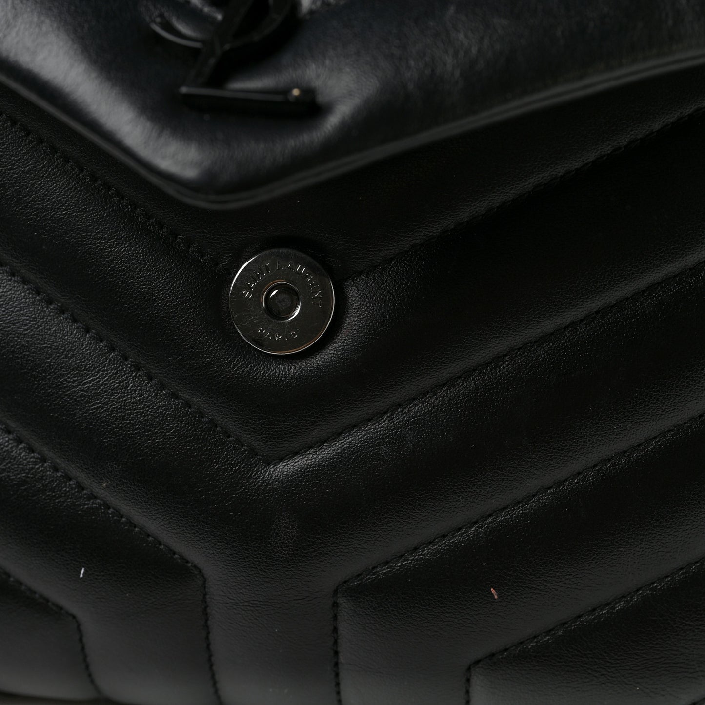 Calfskin Y Quilted Monogram Monochrome Small Loulou Chain Satchel Black