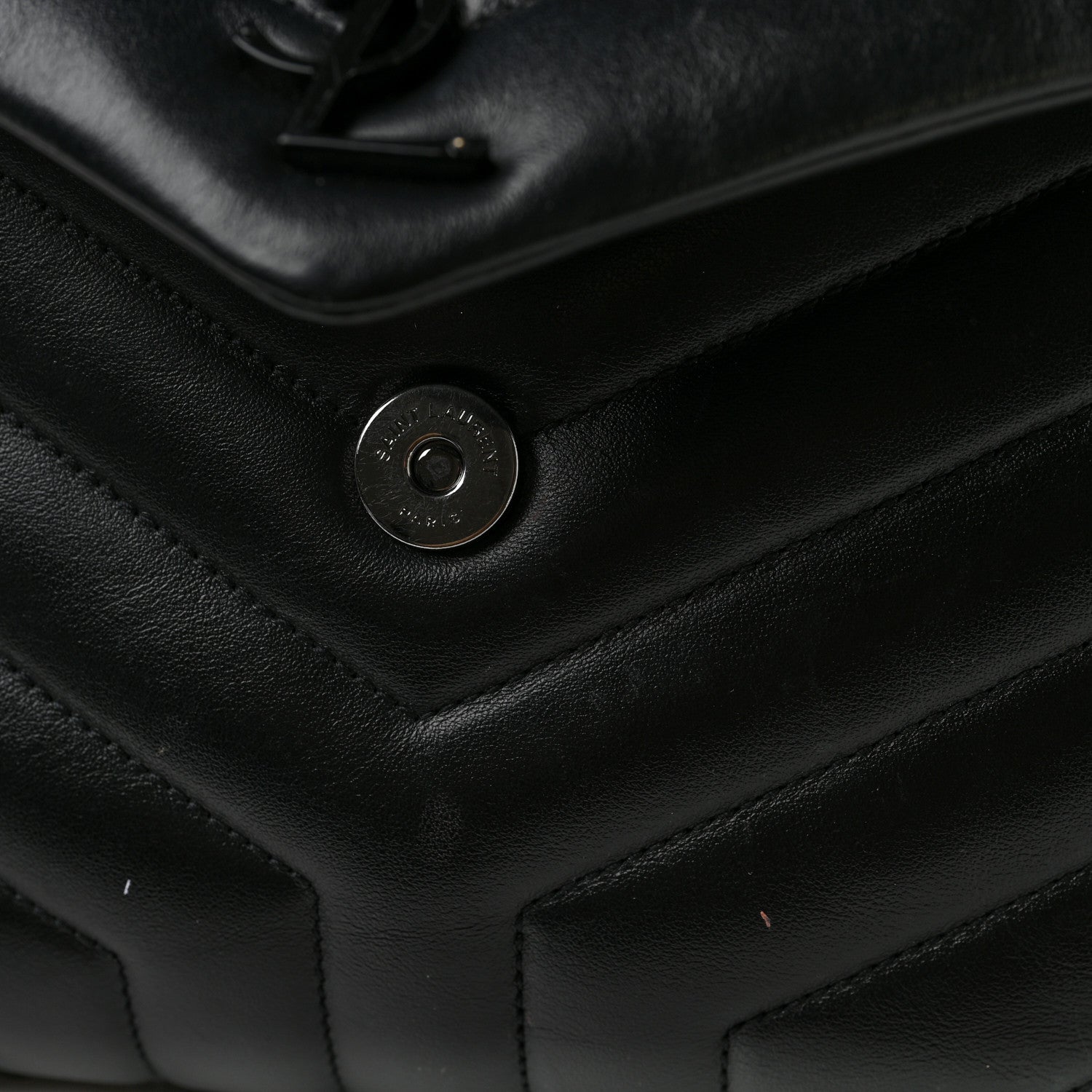 Saint Laurent Calfskin Y Quilted Monogram Monochrome Small Loulou Chain Satchel Black 14 of 14