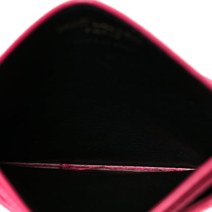 Saint Laurent Grain De Poudre Matelasse Chevron Monogram Credit Card Case Fresh Fuxia 5 of 9
