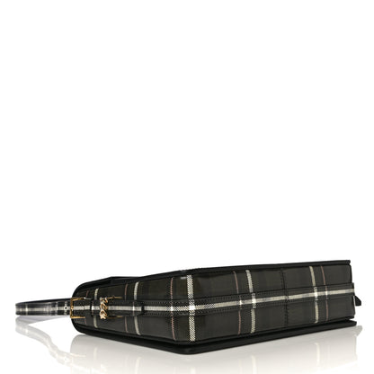 Burberry Calfskin Tartan Print Large Grace Bag Dark Green 5 of 17