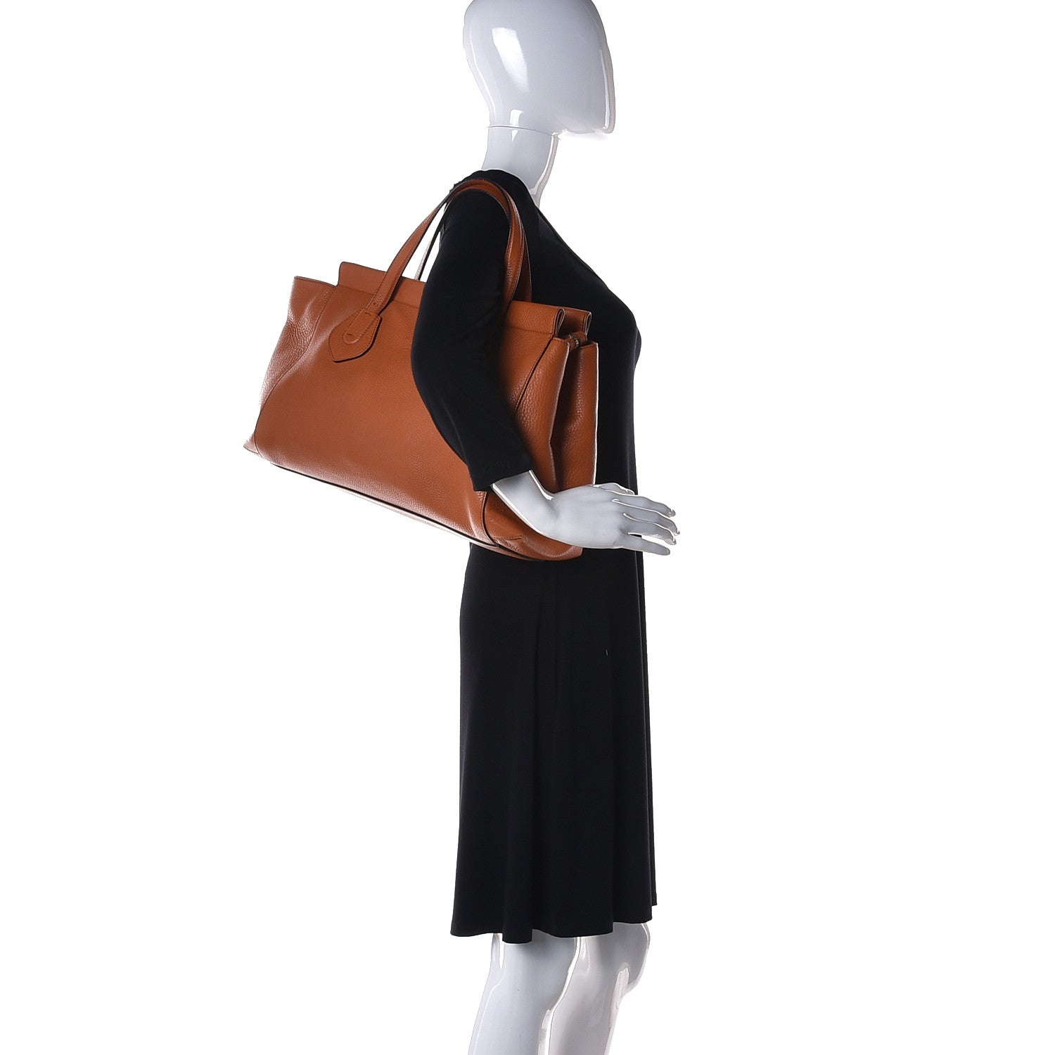 Gucci Pebbled Calfskin Large Lady Tassel Top Handle Bag Orange 2 of 17